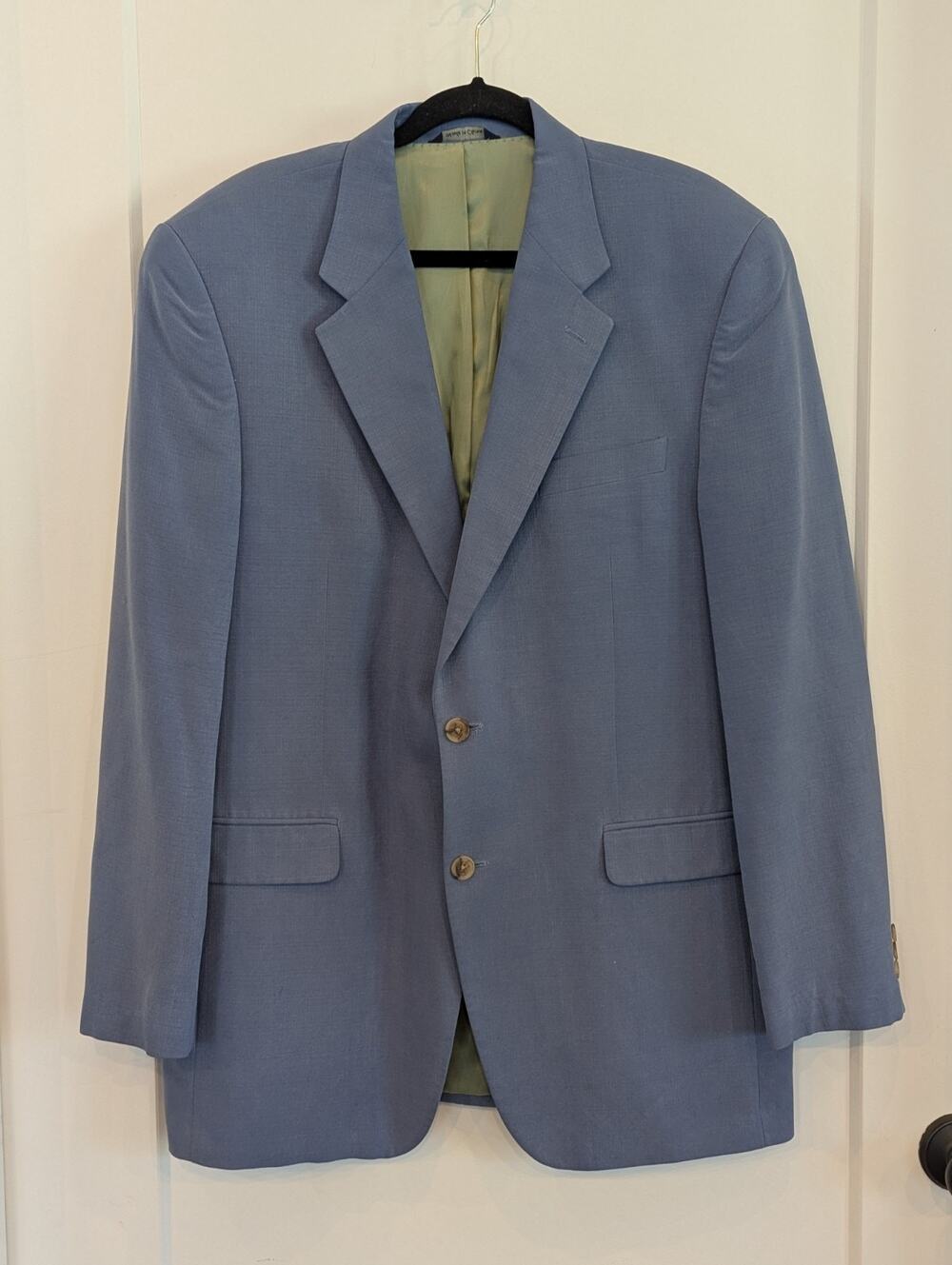 Vtg. Alan Flusser 42L Blue 100% Silk Men's Blazer Sport Coat Jacket Spring